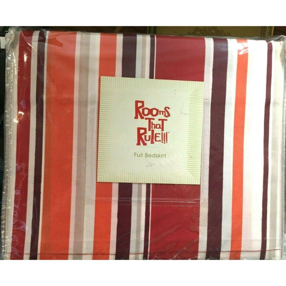 Rooms That Rule!! Bedskirt ONLY FULL Multi-Color Stripe 54x75 15" Drop Dillards